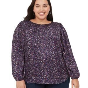 Lane Bryant Long Sleeve Crew Neck Top Blouse Elastic Sleeve Plus Size 20